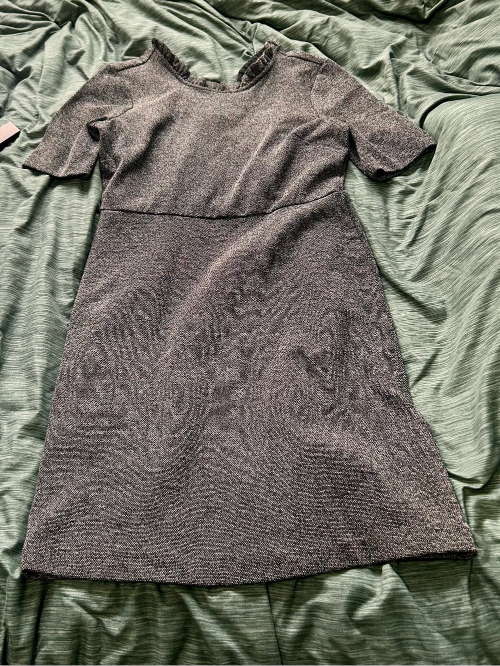 Ann Taylor Tweed Ruffle Neck Sheath Dress, Sz 10 p